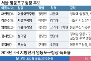 [6·13 판세 분석-서울시 기초단체장] 與 ‘새얼굴’ 前 靑행정관 vs 現 구청장 무소속 출마… 5자 구도