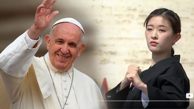 성 베드로 광장에서 선보인 태권도 공연