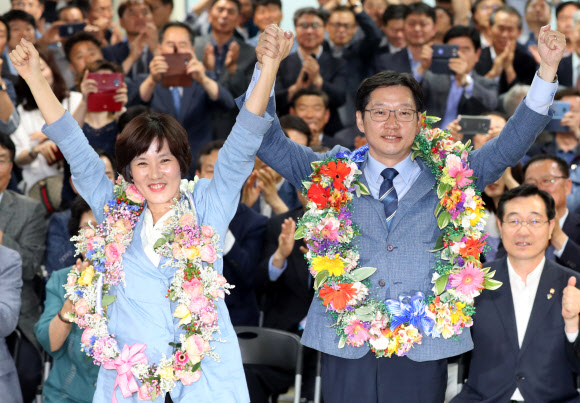 김경수 후보 경남도지사 당선 확실