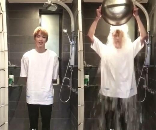 가수 션이 루게릭요양병원 건립을 위해 지난달 29일 시작한 2018 아이스버킷 챌린지가 연예인들의 대거 참여로 팬들까지 함께하는 ‘선한 나비효과’를 낳고 있다. 사진은 아이돌그룹 워너원 멤버 강다니엘.