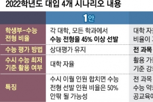 ‘4지선다형’ 대입개편안, 정시모집 늘고 수능 상대평가 유지 가능성