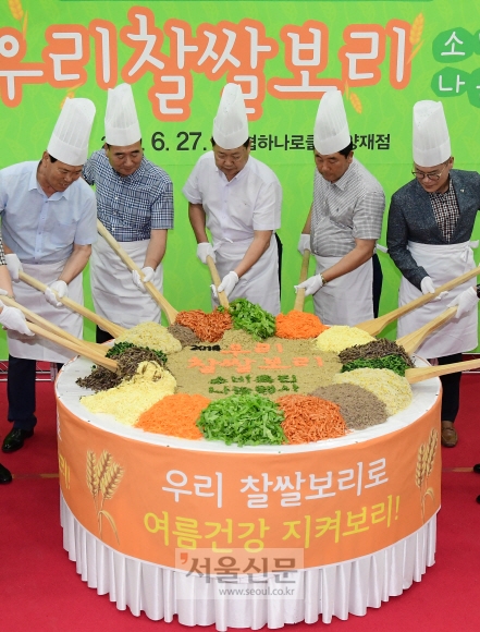 찹쌀보리 비빔밥 군침도네 