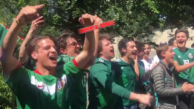 한국 축구 승리에 멕시코 응원단은 뜨거운 반응을 보였다. 주멕시코 한국문화원 제공.