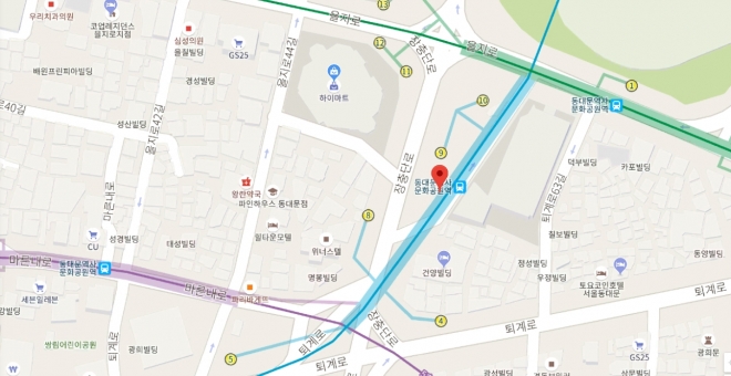동대문역사문화공원역 5호선 환승 불가.  구글 지도