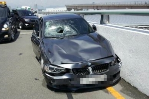 “오, 오, 역시… 어, 어, 스톱”  사람 친 뒤에야 멈춘 BMW