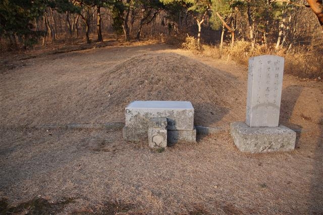 인천 강화군 강화남로 769번길(양도면)에 있는 하곡 정제두의 묘소. 인천 시도기념물 제56호로 지정됐다. 비문은 신대우가 짓고, 서영보가 썼다.  문화재청 제공