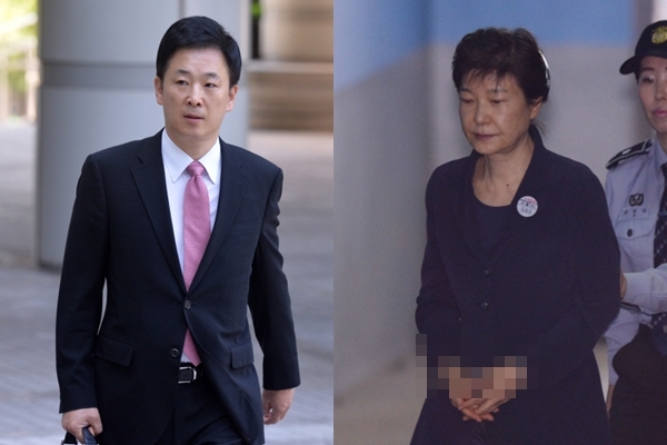 박근혜(오른쪽) 전 대통령과 유영하 변호사