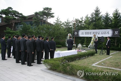 사진은 지난 2015년에 열린 고(故) 정몽헌 현대그룹 전 회장 12주기 추모행사 모습 [현대아산 제공=연합뉴스 자료사진]