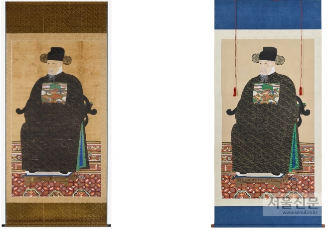 여주박물관에 소장 중인 남악윤승길영정(왼쪽) 새롭게 제작된 모사본(오른쪽) (여주박물관 제공)