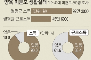 미혼모 10명 중 6명 근로소득 없어 ‘생활고’