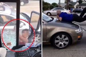 버스 창문 부수고 운전사 치고 달아난 분노 여성