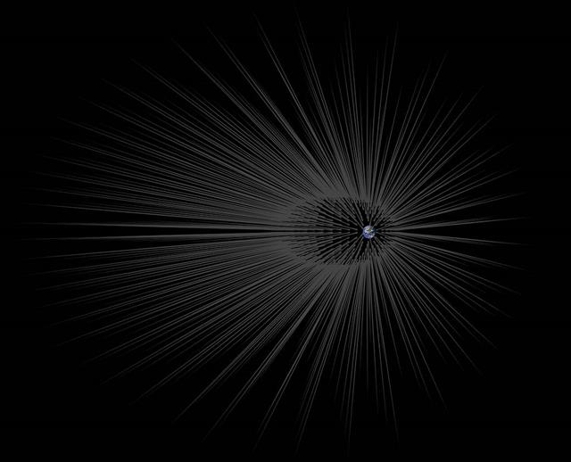우주에는 우리가 눈으로 볼 수 있는 별과 행성을 구성하고 있는 일반 물질은 5% 이하이고 나머지는 미지의 암흑물질과 암흑에너지로 채워져 있다. 암흑물질이 지구 주변을 둘러싸고 있는 모습을 형상화한 그림.  미국항공우주국(NASA)·JPL-칼텍 제공