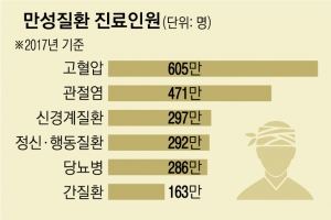 고혈압·당뇨 환자 900만명 육박… 성인 5명 중 1명꼴