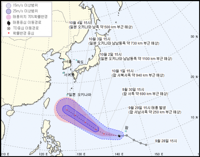제25호 태풍 ‘콩레이’ 괌 부근서 발생  기상청