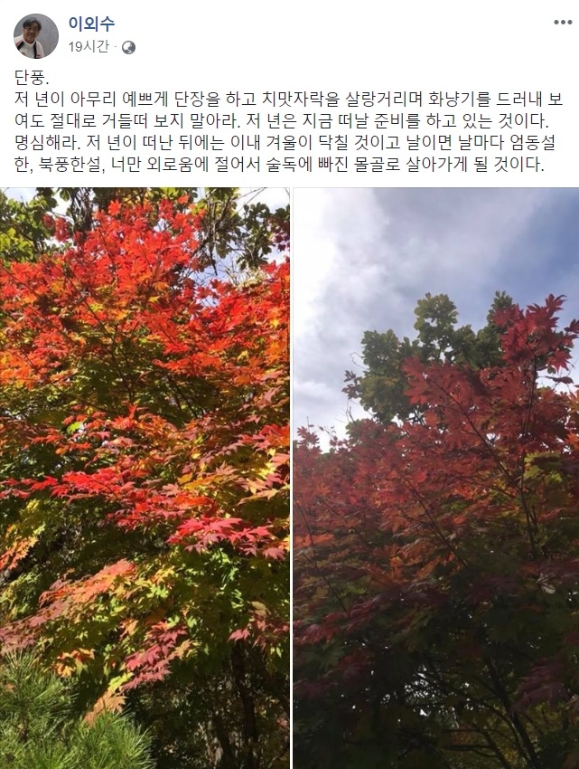 소설가 이외수씨가 자신의 페이스북에 올린 시