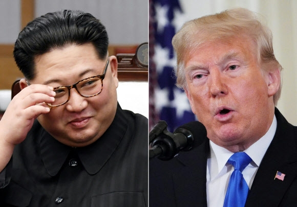 김정은(왼쪽) 북한 국무위원장과 도널드 트럼프 미국 대통령. 2018.11.16  AFP 연합뉴스