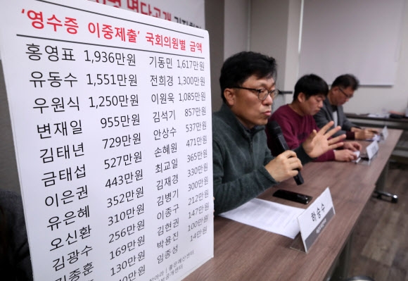 ‘영수증 이중제출’ 국회의원 26명 명단공개 기자회견