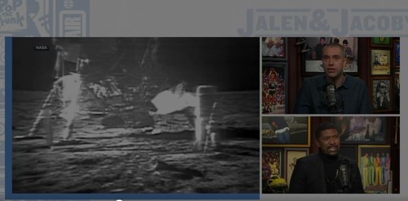 스테픈 커리의 달 착륙 가짜 발언을 다룬 미국 ESPN의 방송 화면 캡처