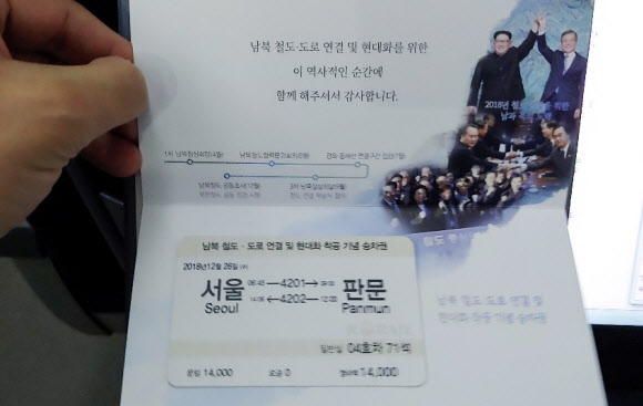 남북 철도·도로 연결 및 현대화 착공 기념 승차권 연합뉴스
