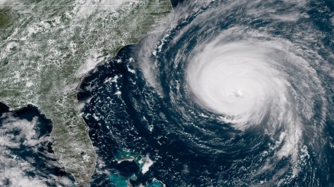 2018년 9월 미국 동부를 강타한 허리케인 플로렌스의 위성사진 NASA 제공