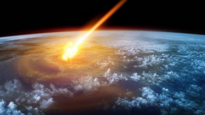 소행성이 지구와 충돌하는 상상의 이미지. 사이언스 홈페이지 캡처