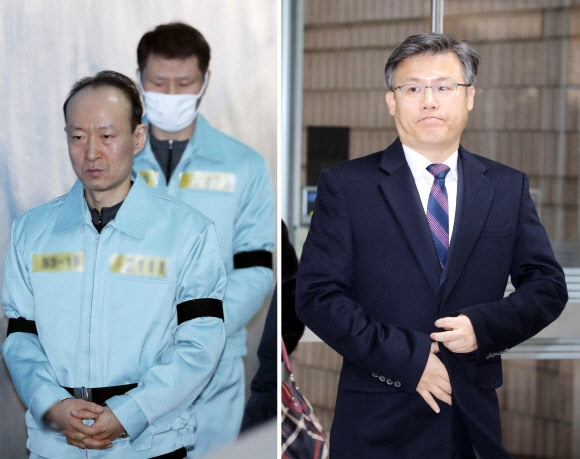 ‘국정원 특활비’ 항소심 선고 출석하는 ‘이재만-안봉근-정호성’