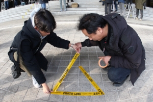 [서울포토] 양승태 검찰 출석 D-1 포토라인 설치