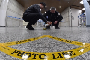 [서울포토] 서울지방법원에 설치된 양승태 포토라인