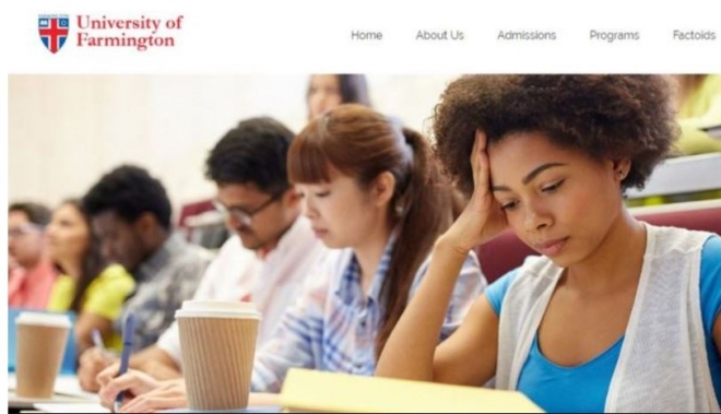 미국 국토안보부가 이민 사기를 뿌리 뽑는다며 만든 가짜 대학 홈페이지.