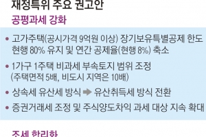 재정특위 “9억 이상 고가 1주택자 장기보유 혜택 축소”