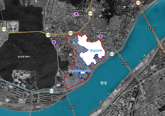 한남3재정비촉진구역 위치도. 용산구 제공