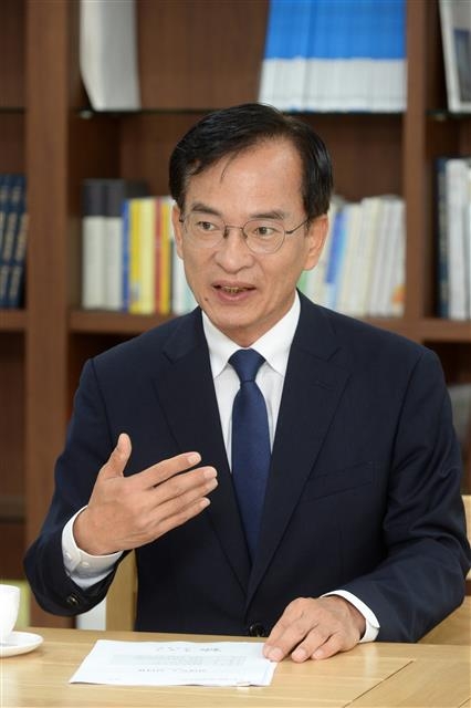 김삼호 광주 광산구청장이 18일 서울신문과 인터뷰에서 ‘첨단’과 ‘전통’이 공존하는 구의 비전에 대해 밝히고 있다.  광산구 제공