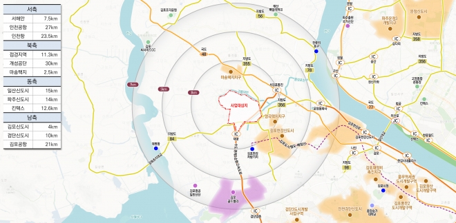 김포시 거물대리 일대 평화경제자유지역 예정지 위치도. 김포시 제공
