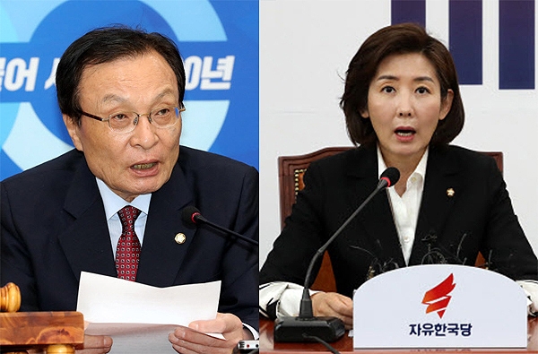 이해찬(왼쪽) 더불어민주당 대표와 나경원 자유한국당 원내대표. 연합뉴스