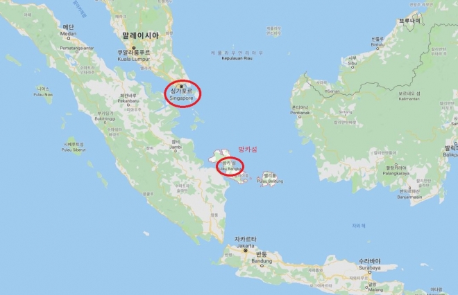 인도네시아 방카섬의 위치 <구글지도>