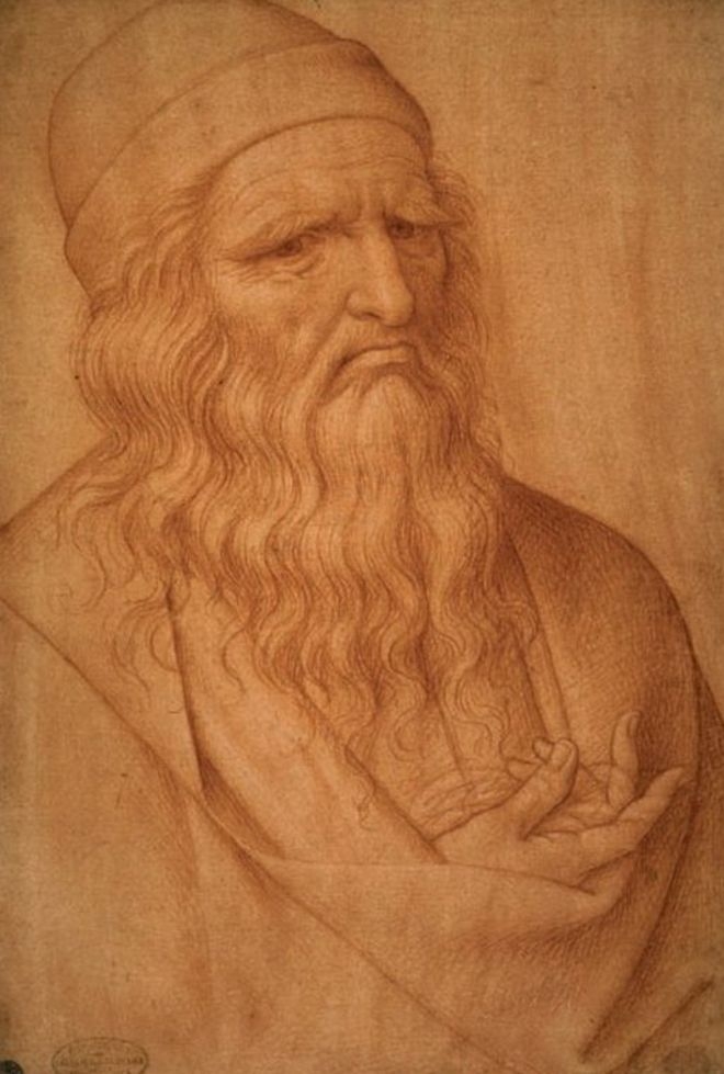 레오나르도 다빈치가 굽은 손을 갖고 있었음을 보여주는 자신의 스케치. 현재 베네치아 뮤지엄 오브 갤러리에 델 아카데미아가 소장하고 있다.  BBC 홈페이지 캡처