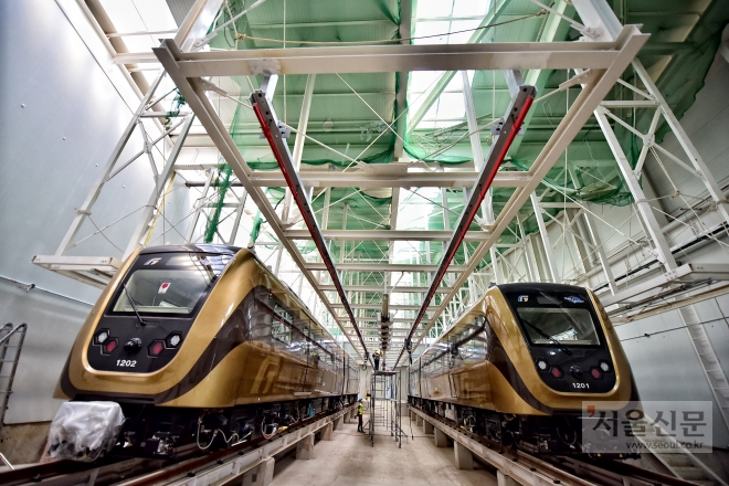 김포시 유현리에 위치한 김포도시철도 골드라인 차량기지.