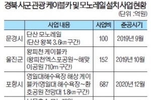 관광의 이름으로… 경북, 케이블카·모노레일 설치 붐