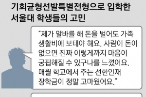 “기회 고맙지만 낙인·학업 스트레스” 서울대 기균전형 입학생 두번 운다