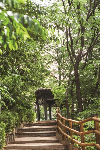 마포구 창전동 와우근린공원 입구에 세워진 와우정. 1970년에 무너진 옛 와우아파트 15동 등 5개 동을 철거한 자리에 세워졌다.