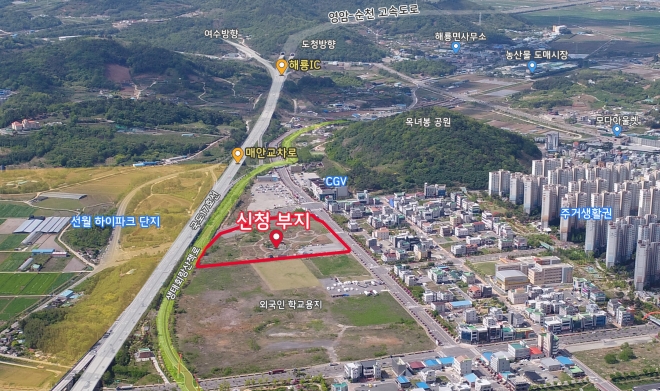 전남도 동부권 통합청사 건립부지로 확정된 순천시 신대지구내 옛 외국인학교 