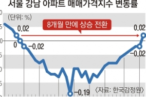 강남 아파트값 8개월 만에 상승… 與 추가 대책 시사