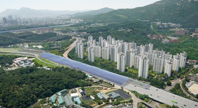 과천시 47번국도 양방향 방음터널 공사 조감도.