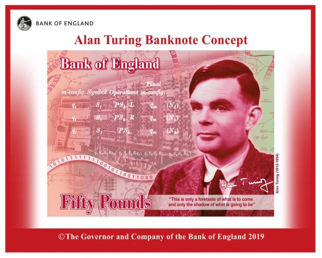 영국 중앙은행이 15일(현지시간) 50파운드 지폐 새 모델 얼굴은 컴퓨터의 선구자 앨런 튜링으로 결정됐다고 발표했다. BOE제공