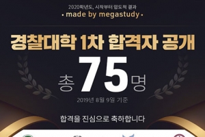 메가스터디학원 “2020학년도 경찰대학 1차 합격자, 5명 중 1명은 재원생”