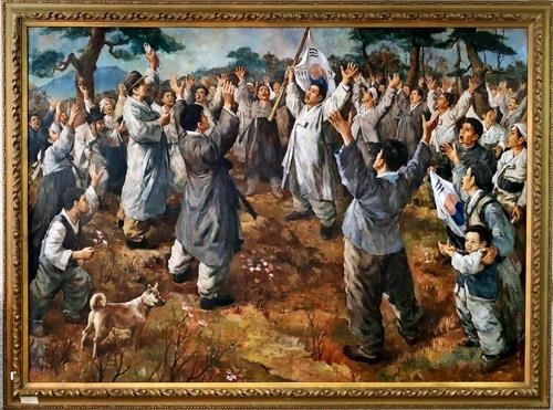경기 화성시 제암리 순국기념관에 걸려 있는 ‘제암리 뒷동산 만세소리’ 그림. 경기도 제공