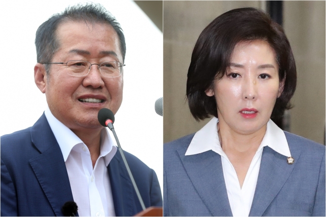 홍준표 전 자유한국당 대표, 나경원 한국당 원내대표  연합뉴스