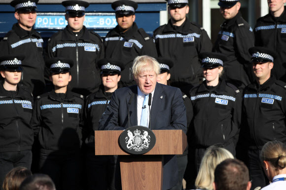 Britain‘s PM Boris Johnson visits West Yorkshire