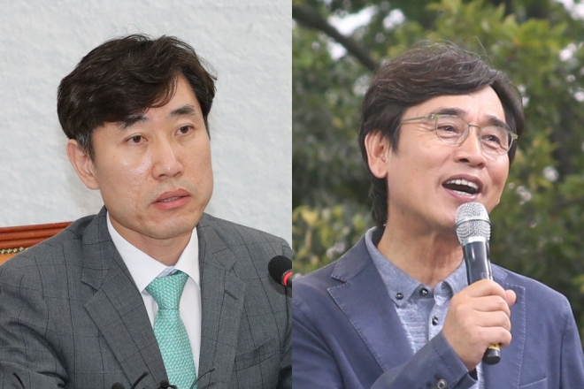 하태경 바른미래당 의원, 유시민 노무현재단 이사장  연합뉴스