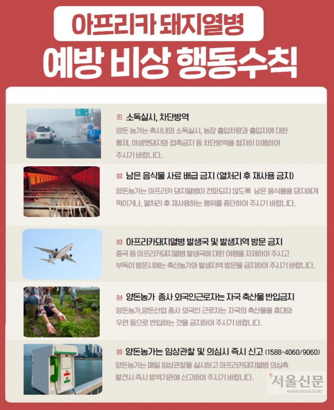 김포시가 발표한 돼지열병 예방 비상행동 수칙